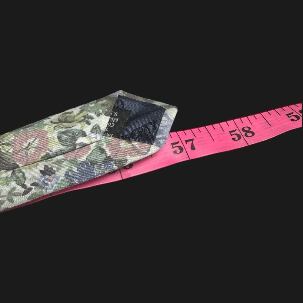 Liberty of London Archival Design Mens Floral Cotton Necktie Blue Green Pink USA